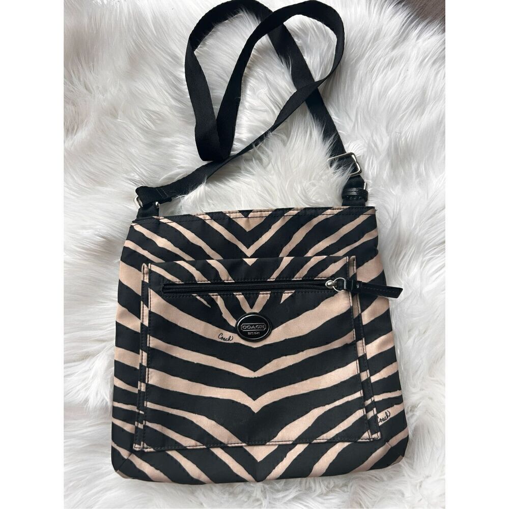 Coach Zebra print Black and Cream Crossbody Bag - Picture 1 of 8
